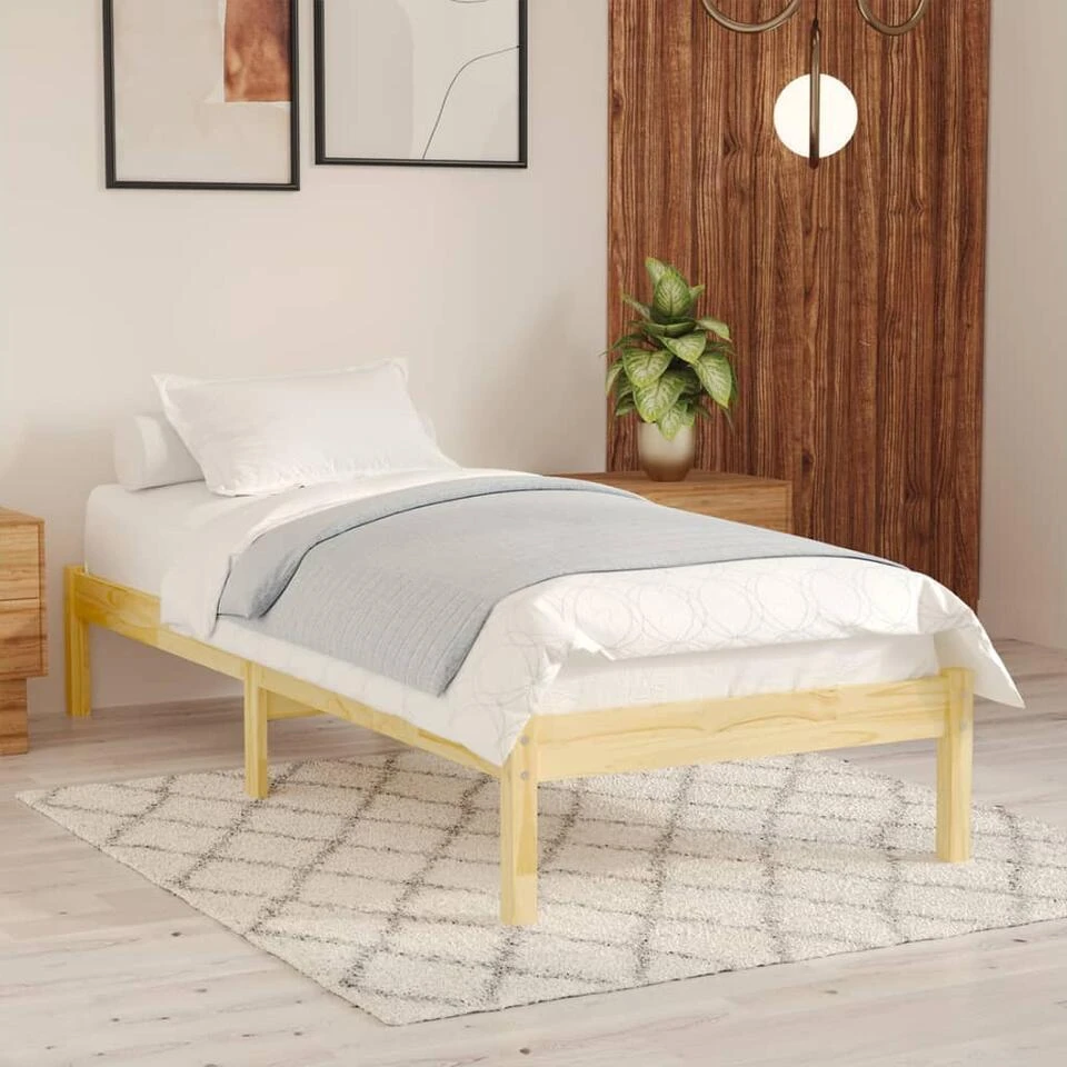 VidaXL - Bed Frame Met Lattenbodem - Naturel - Massief Grenenhout - 90x190 Cm 4 VidaXL - Bed Frame Met Lattenbodem - Naturel - Massief Grenenhout - 90x190 Cm - Afbeelding 2