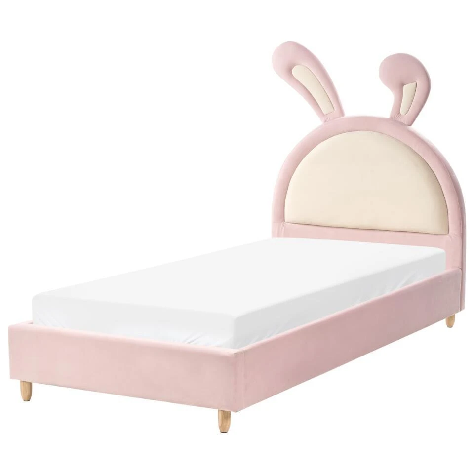 LALLIAS - Eenpersoonsbed - Roze - 90 X 200 Cm - Fluweel 5 LALLIAS - Eenpersoonsbed - Roze - 90 X 200 Cm - Fluweel - Afbeelding 3