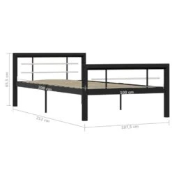 VidaXL - Metalen Eenpersoonsbed Met Hoofdbord - Zwart En Wit - 90x200 Cm -Bedden Bij Leen Bakker 06a2e9be3a1a4510a874e4b881449d0f