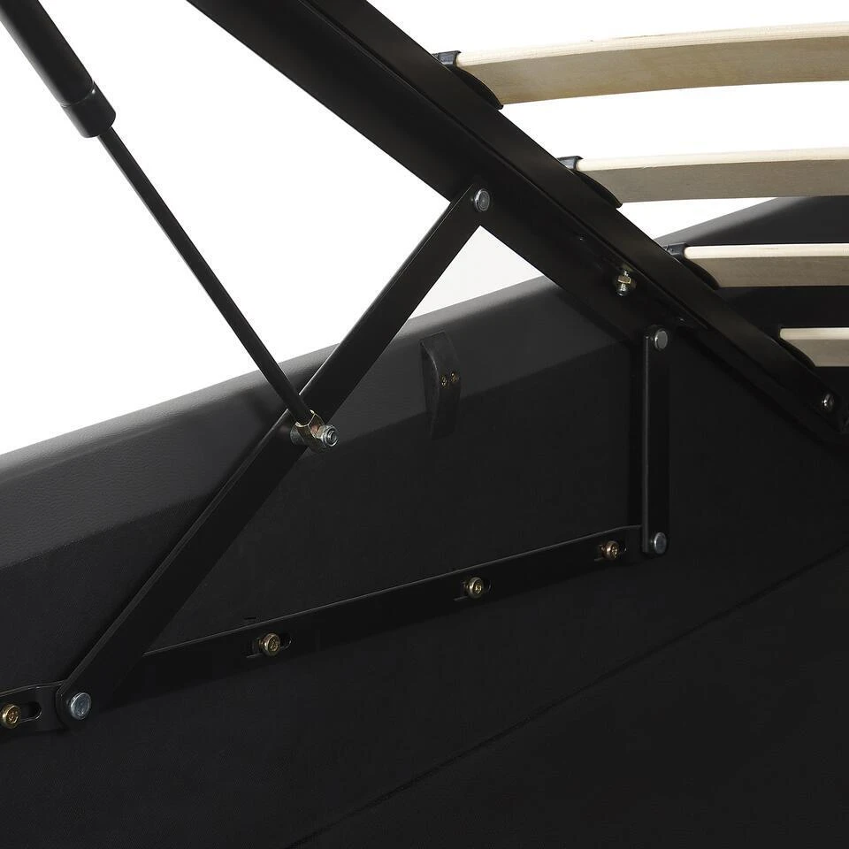 DREUX - Bed Met Opbergruimte - Grijs - 180 X 200 Cm - Kunstleer 13 DREUX - Bed Met Opbergruimte - Grijs - 180 X 200 Cm - Kunstleer - Afbeelding 11