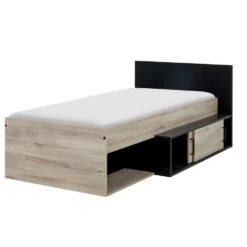 Diagone Bed Erquy - Opbergvakken - 90x200cm - Zwart/Eikenkleur -Bedden Bij Leen Bakker 0cd96c6046154107ace39701af1fb670