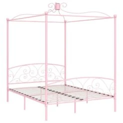 VidaXL - Hemelbed Met Verfijnd Ontwerp - Roze - Metaal - 160x200 Cm
