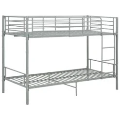 VidaXL - Metalen Stapelbed Incl. Hekwerk En Zijladder - Grijs - 90x200 Cm