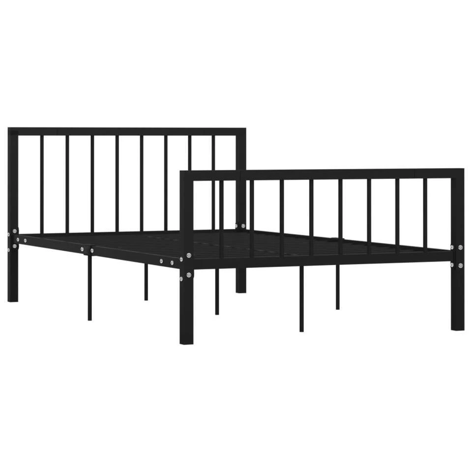 VidaXL - Bed Frame Met Hoofdeinde En Lattenbodem - Zwart - Metaal - 120x200 Cm 3 VidaXL - Bed Frame Met Hoofdeinde En Lattenbodem - Zwart - Metaal - 120x200 Cm
