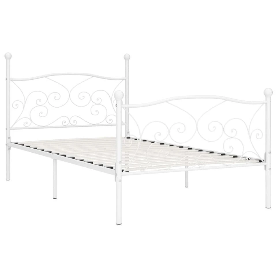 VidaXL - Bed Frame Met Artistiek Hoofdeinde - Wit - Metaal - 90x200 Cm 3 VidaXL - Bed Frame Met Artistiek Hoofdeinde - Wit - Metaal - 90x200 Cm