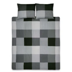 Ten Cate Katoenen Tweepersoons Dekbedovertrek - 200x200/220 - Block Antraciet