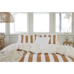 Walra - Dekbedovertrek Classic Stripe - 200x220 Cm - Cognac -Bedden Bij Leen Bakker 1000024965 0103