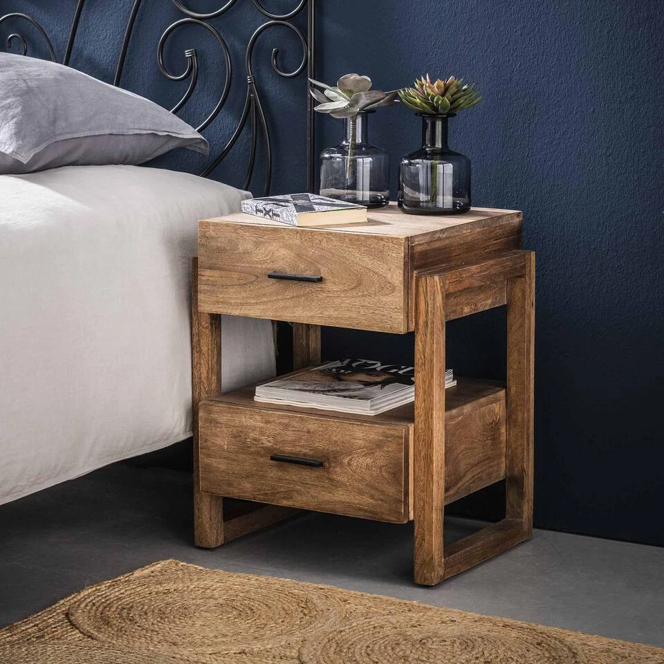 Hoyz - Nachtkastje Gobi - 2 Laden - Bruin - 45x40x55 6 Hoyz - Nachtkastje Gobi - 2 Laden - Bruin - 45x40x55 - Afbeelding 4