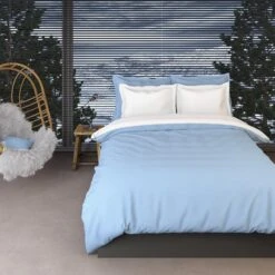 Flanellen Romanette Dekbedovertrek Comtesse Blauw/Wit-240x200/220 -Bedden Bij Leen Bakker 1000061636 0101