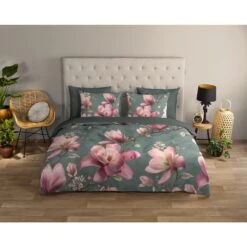 Good Morning Dekbedovertrek "Magnolia" - Groen - (140x220 Cm) -Bedden Bij Leen Bakker 1000065835 0101