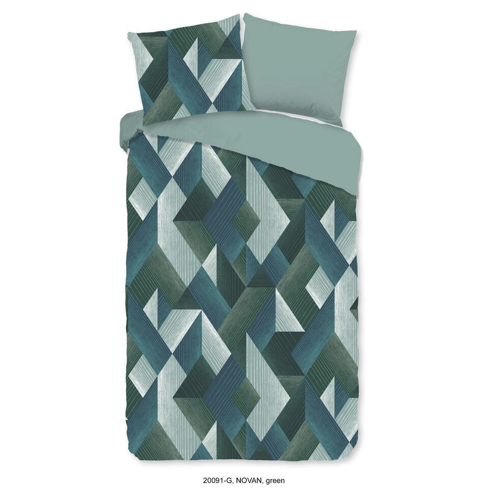 Good Morning Dekbedovertrek "Novan" - Groen - (140x220 Cm) 3 Good Morning Dekbedovertrek "Novan" - Groen - (140x220 Cm)