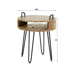 Nachtkastje Rond Mink Massief Acaciahout - 45x45x50 Cm - Hout - Bruin -Bedden Bij Leen Bakker 1000090802 0103