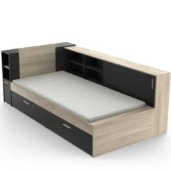 Bed Liva 90 X 190/200 Cm-Kronberg Eik/matzwart