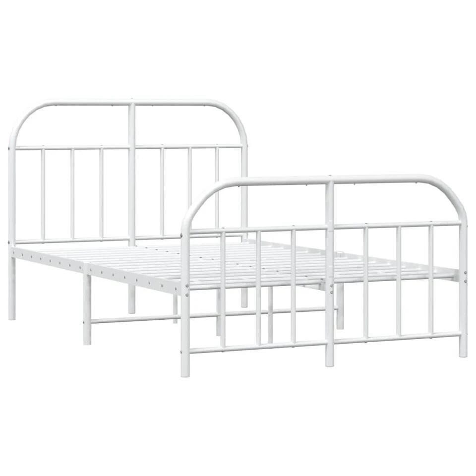 VidaXL - Bed Frame Met Hoofd- En Voeteneinde - Wit - Metaal - 120x200 Cm 3 VidaXL - Bed Frame Met Hoofd- En Voeteneinde - Wit - Metaal - 120x200 Cm