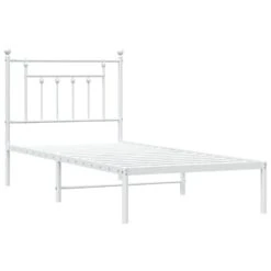 VidaXL - Metalen Bed Met Hoofdbord - Wit - 90x200 Cm