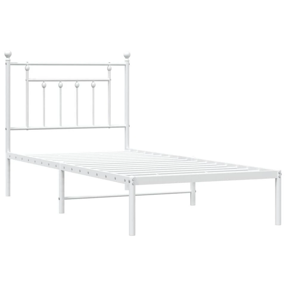 VidaXL - Metalen Bed Met Hoofdbord - Wit - 90x200 Cm 3 VidaXL - Metalen Bed Met Hoofdbord - Wit - 90x200 Cm