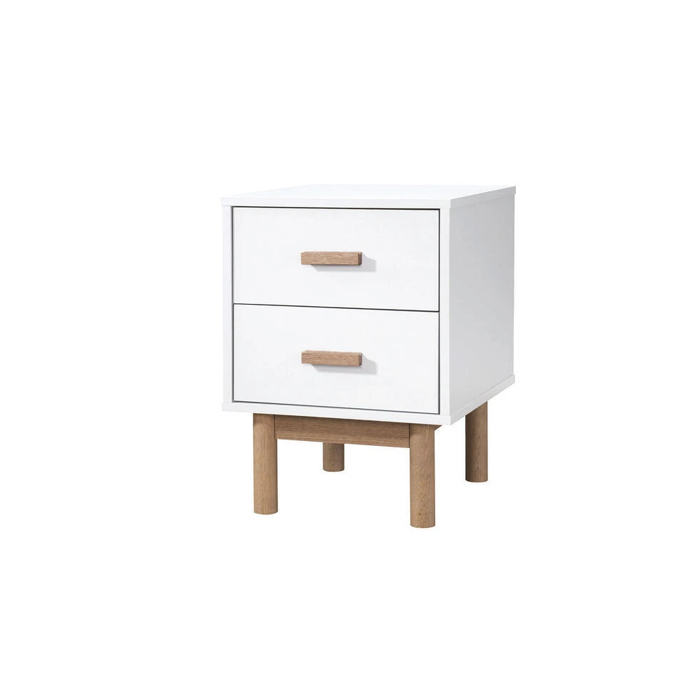 Melanie - Nachtkastje Met 2 Laden In Wit Eiken Spaanplaat 3 Melanie - Nachtkastje Met 2 Laden In Wit Eiken Spaanplaat