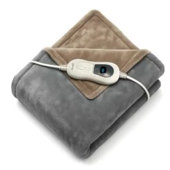 Goliving Elektrische Fleece Plaid - Warmtedeken 3 Standen - 160x120cm Lichtgrijs