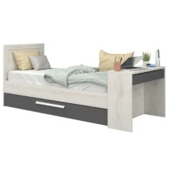 Bed Shipley 90x200 Met Bureau En Bedlade - Grenen/ Wit