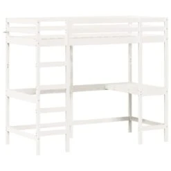 VidaXL - Hoogslaper Met Bureau - Wit - Massief Grenenhout - 90x190 Cm