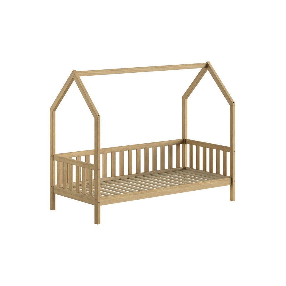 Bedhuisje Home - 90x200 Cm - Met Hekje - Massief Eikenhout 3 Bedhuisje Home - 90x200 Cm - Met Hekje - Massief Eikenhout