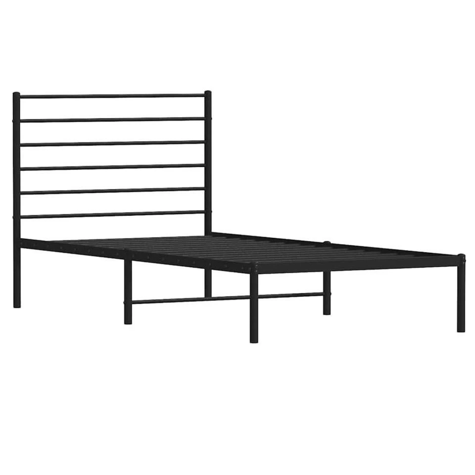 VidaXL - Eenspersoonsbed Met Hoofdbord - Zwart - Metaal - 80x200 Cm 3 VidaXL - Eenspersoonsbed Met Hoofdbord - Zwart - Metaal - 80x200 Cm