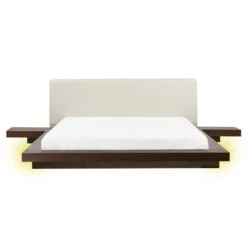 ZEN - Tweepersoonsbed LED - Donkerhout - 160 X 200 Cm - MDF