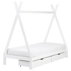 DEVAY - Kinderbed Met Opbergruimte - Wit - 90 X 200 Cm - Grenenhout