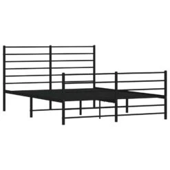 VidaXL - Tweepersoonsbed Met Hoofdbord - Zwart - Metaal - 150x200 Cm