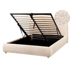 BLAGNAC - Tweepersoonsbed - Lichtbeige - 140 X 200 Cm - Stof