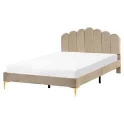 SAUVIAN - Bed - Taupe - 160 X 200 Cm - Fluweel