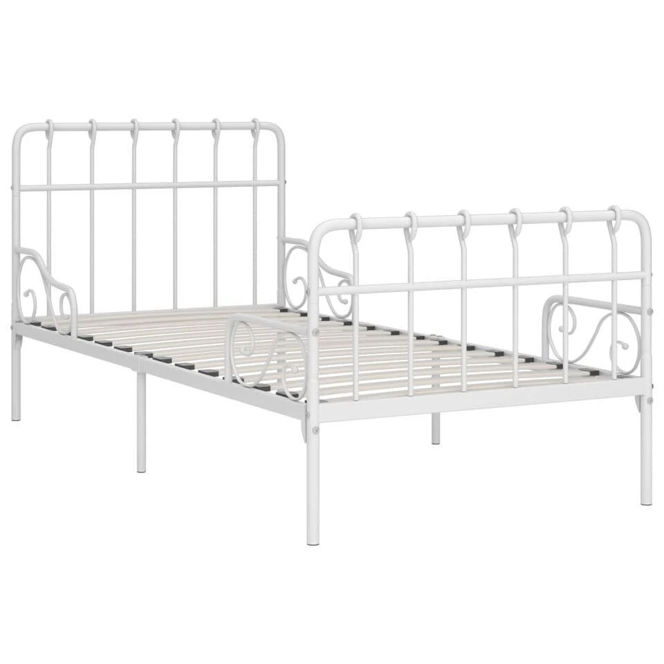 VidaXL - Bed Frame Met Lattenbodem - Wit - Metaal - 90x200 Cm 3 VidaXL - Bed Frame Met Lattenbodem - Wit - Metaal - 90x200 Cm