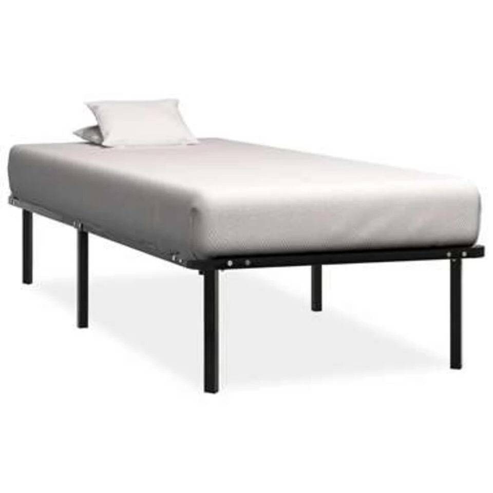 VidaXL - Bed Frame Met Hout Lattenbodem - Zwart - Metaal - 90x200 Cm 3 VidaXL - Bed Frame Met Hout Lattenbodem - Zwart - Metaal - 90x200 Cm