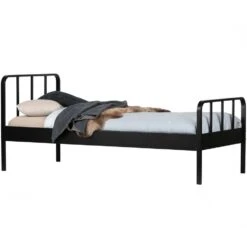 WOOOD Mees Bed - Metaal - Zwart - 90x208x95