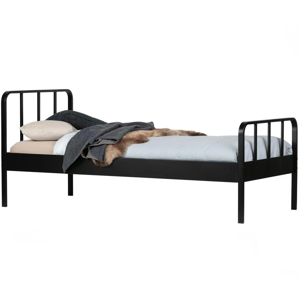 WOOOD Mees Bed - Metaal - Zwart - 90x208x95 3 WOOOD Mees Bed - Metaal - Zwart - 90x208x95
