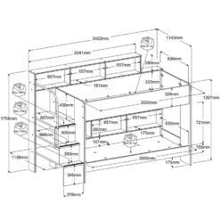 Stapelbed Sam - Eikenkleur - 90x200 Cm -Bedden Bij Leen Bakker 12209100 9060