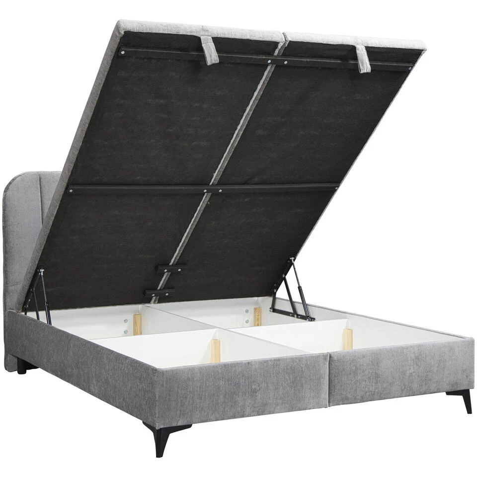 Bed Lizz Met Opbergruimte - Grijs - 180x200 Cm 5 Bed Lizz Met Opbergruimte - Grijs - 180x200 Cm - Afbeelding 3