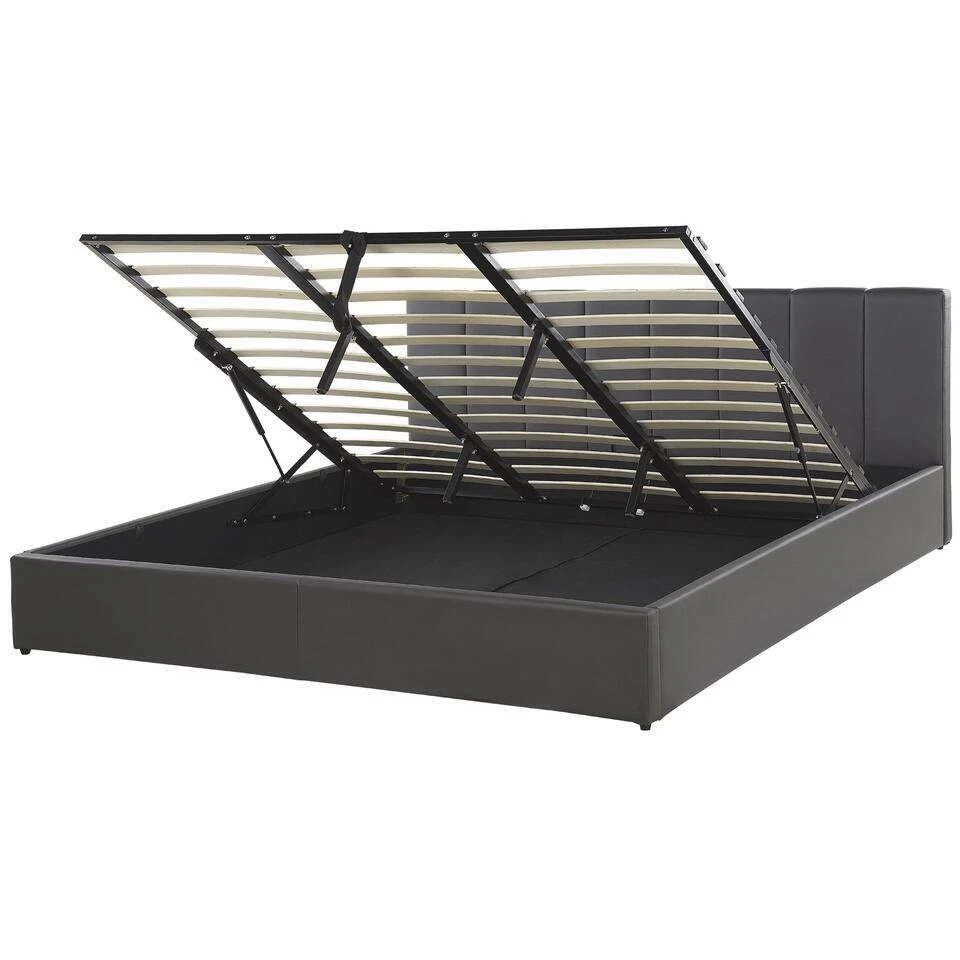 DREUX - Bed Met Opbergruimte - Grijs - 180 X 200 Cm - Kunstleer 3 DREUX - Bed Met Opbergruimte - Grijs - 180 X 200 Cm - Kunstleer