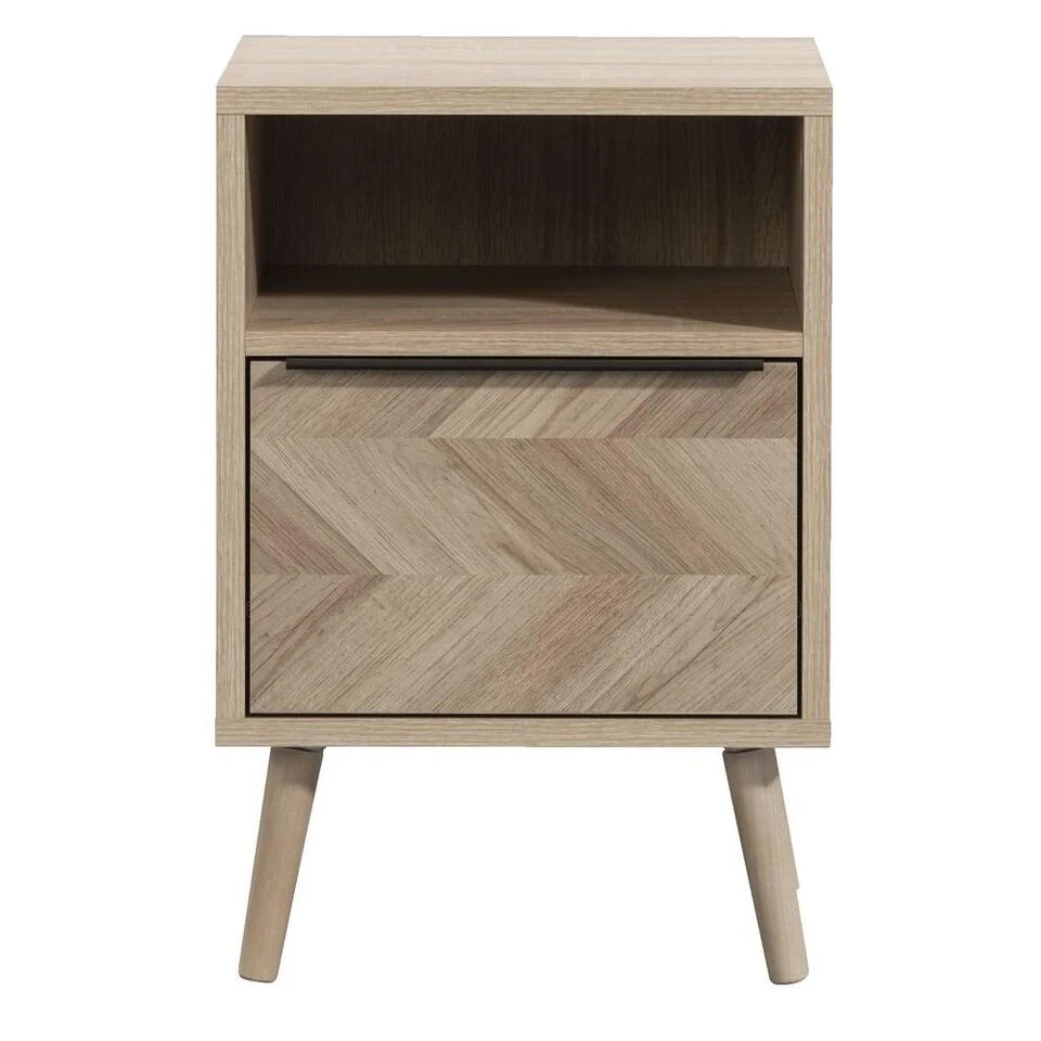 Nachtkastje Lusk - 1 Lade - Eikenkleur 4 Nachtkastje Lusk - 1 Lade - Eikenkleur - Afbeelding 2