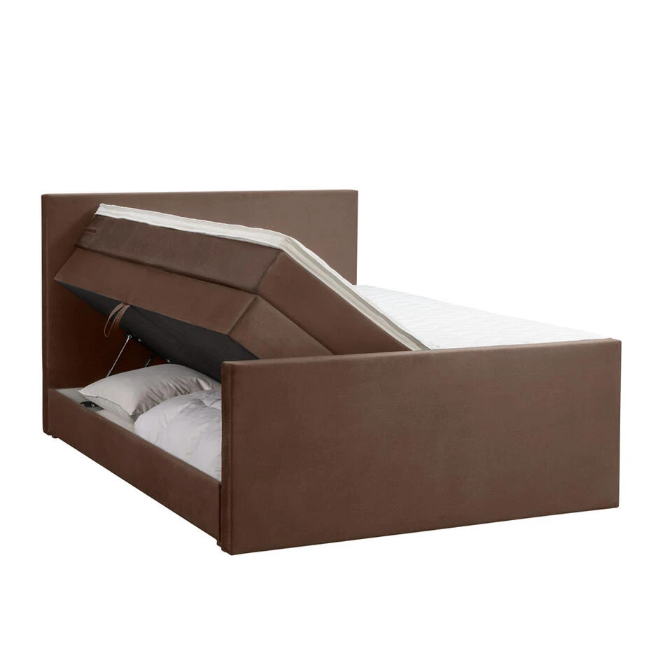 Boxspring Met Opbergruimte En Voetbord Liv Egaal - Bruin - 180x200cm 10 Boxspring Met Opbergruimte En Voetbord Liv Egaal - Bruin - 180x200cm - Afbeelding 8