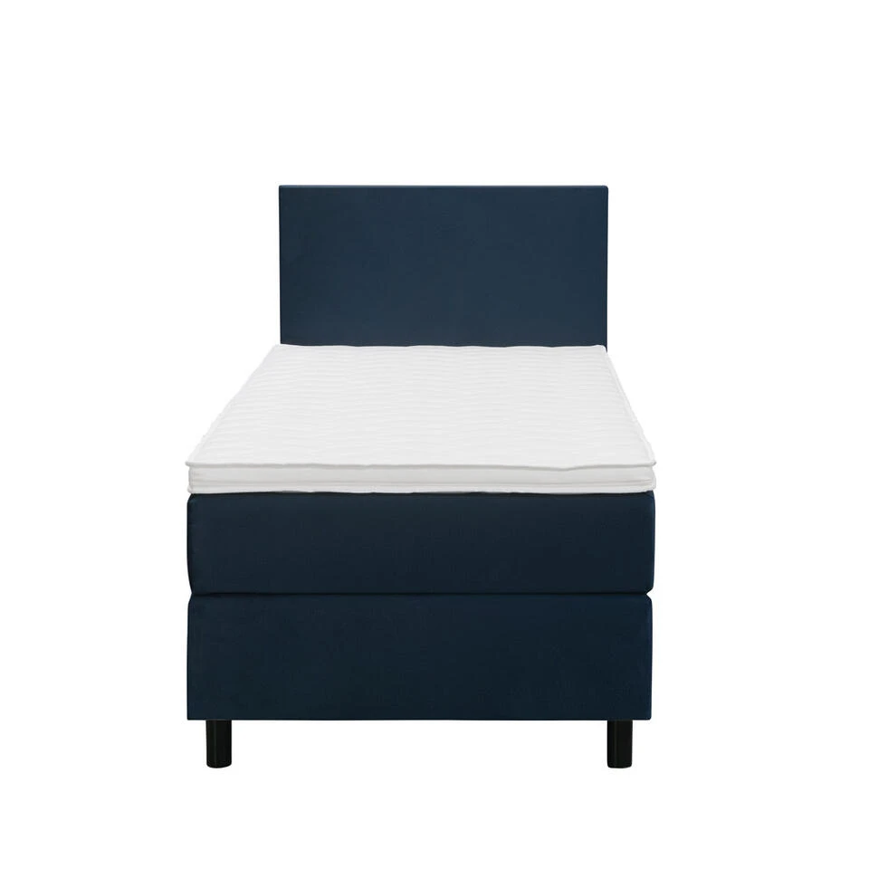 Boxspring Liv Egaal - Blauw - 90x200 Cm - Ronde Poot 4 Boxspring Liv Egaal - Blauw - 90x200 Cm - Ronde Poot - Afbeelding 2