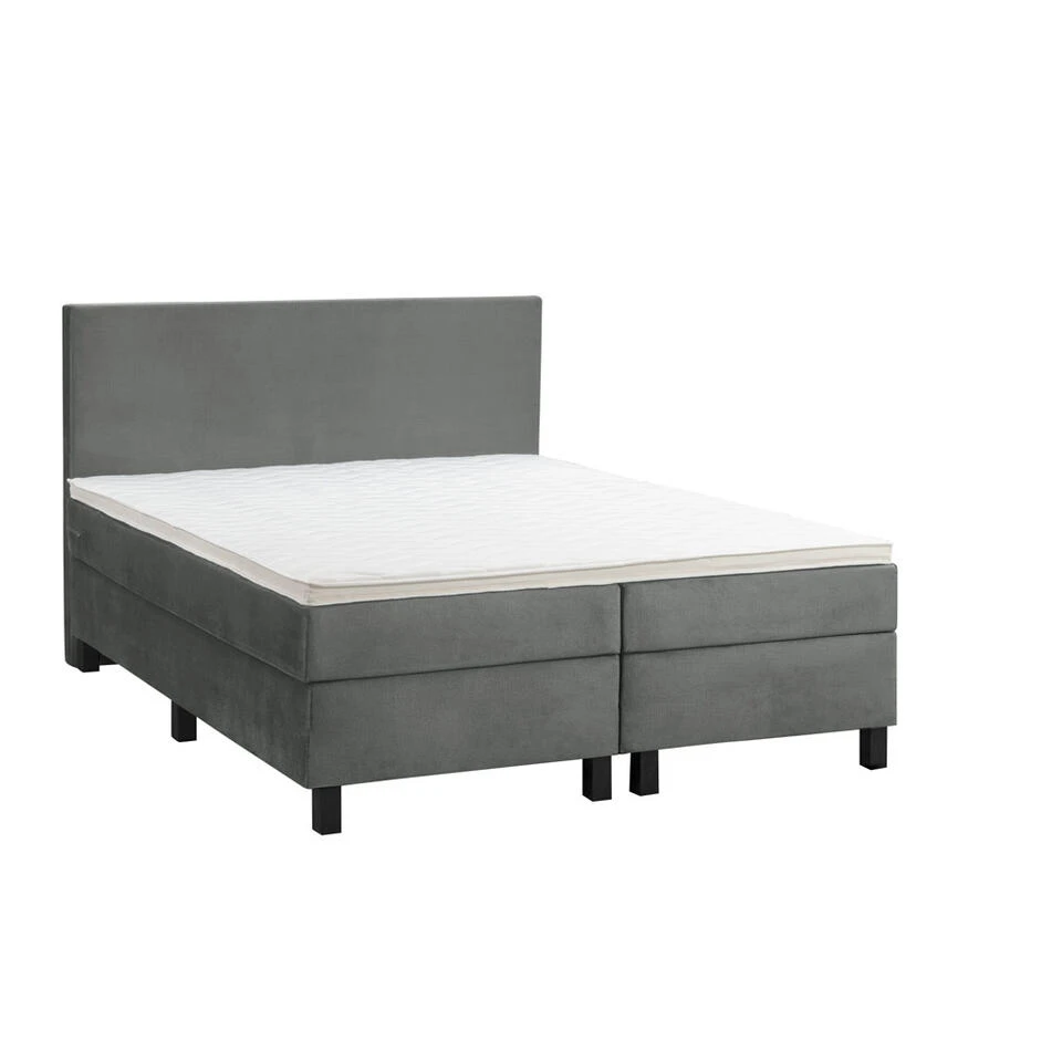 Boxspring Liv Egaal - Grijs - 160x200 Cm - Vierkante Poot 5 Boxspring Liv Egaal - Grijs - 160x200 Cm - Vierkante Poot - Afbeelding 3