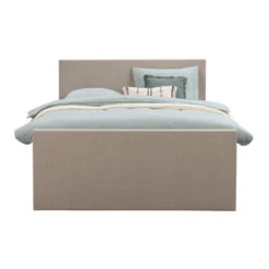 Boxspring Met Voetbord Liv Egaal - Beige - 160x200 Cm - Slanke Poot