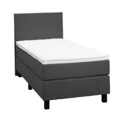 Boxspring Liv Egaal - Antraciet - 90x200 Cm - Vierkante Poot -Bedden Bij Leen Bakker 12848847 0300