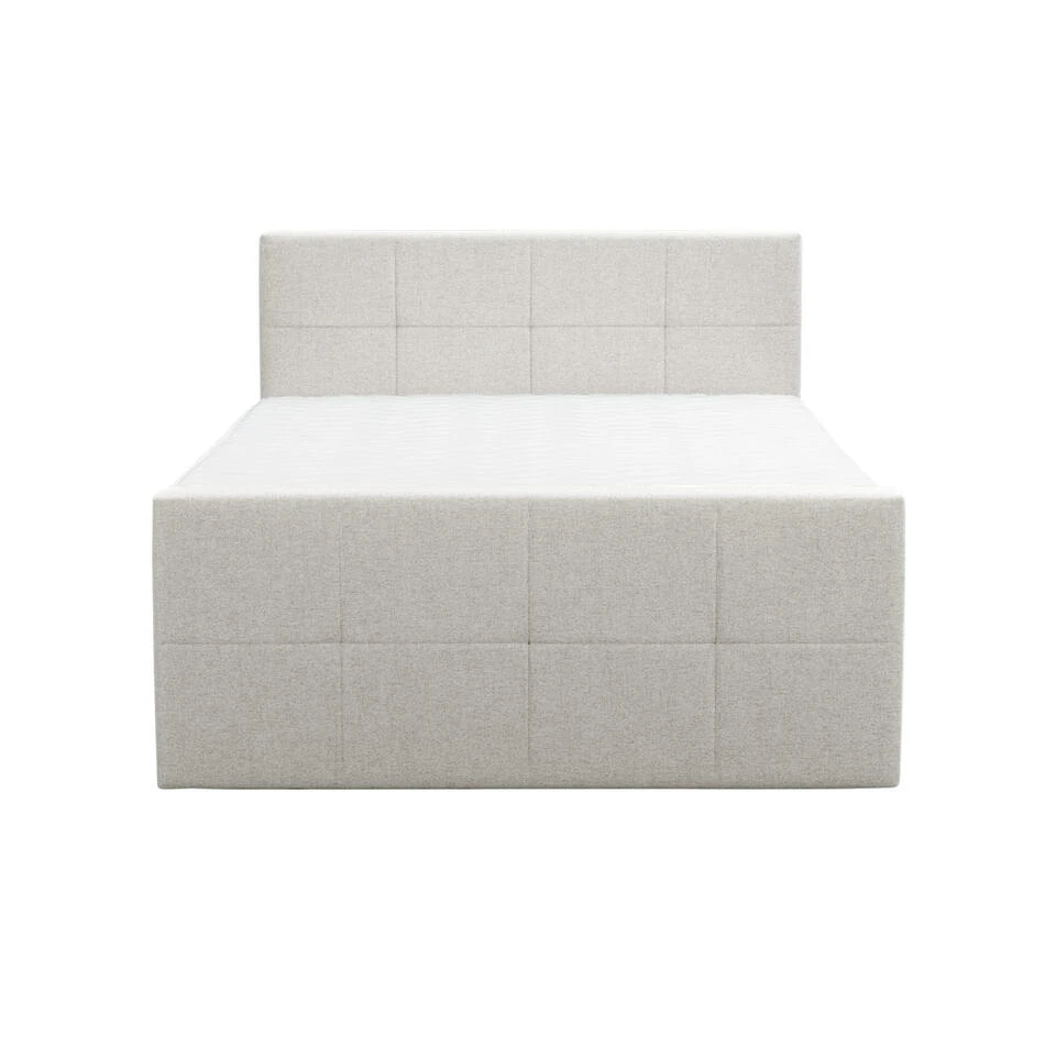 Boxspring Met Voetbord Liv Geblokt - Ecru - 180x200 Cm - Ronde Poot 4 Boxspring Met Voetbord Liv Geblokt - Ecru - 180x200 Cm - Ronde Poot - Afbeelding 2