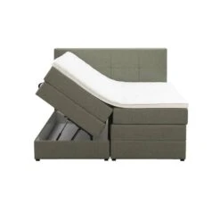 Boxspring Met Opbergruimte Liv Geblokt - Groen - 140x200 Cm -Bedden Bij Leen Bakker 12848964 0101 1