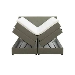 Boxspring Met Opbergruimte Liv Geblokt - Groen - 160x200 Cm -Bedden Bij Leen Bakker 12848964 0102