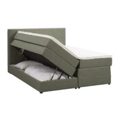 Boxspring Met Opbergruimte Liv Geblokt - Groen - 160x200 Cm -Bedden Bij Leen Bakker 12848964 0330