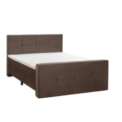 Boxspring Met Voetbord Liv Geblokt - Bruin - 180x200 Cm - Ronde Poot -Bedden Bij Leen Bakker 12849030 0300 1