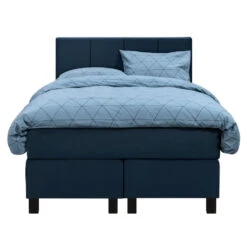 Boxspring Liv Geblokt - Blauw - 120x200 Cm - Vierkante Poot